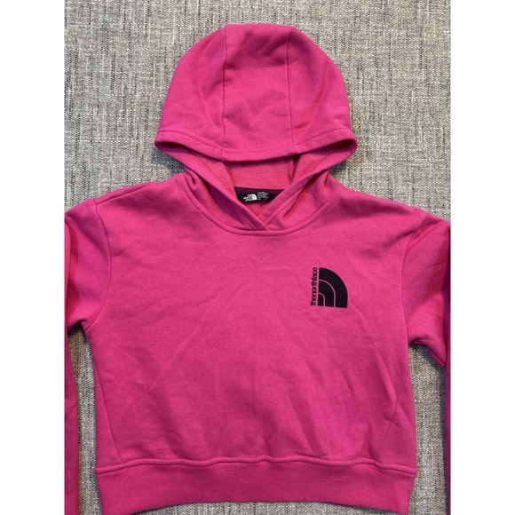 North Face Youth Large (12) Pink Crop Sweatshirt Hoodie 16in C 17in L - Picture 1 of 16